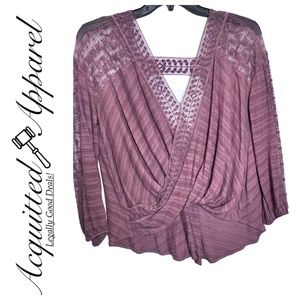 Free People Lace Low Cut High Low Knitted Sheer Tunic Top